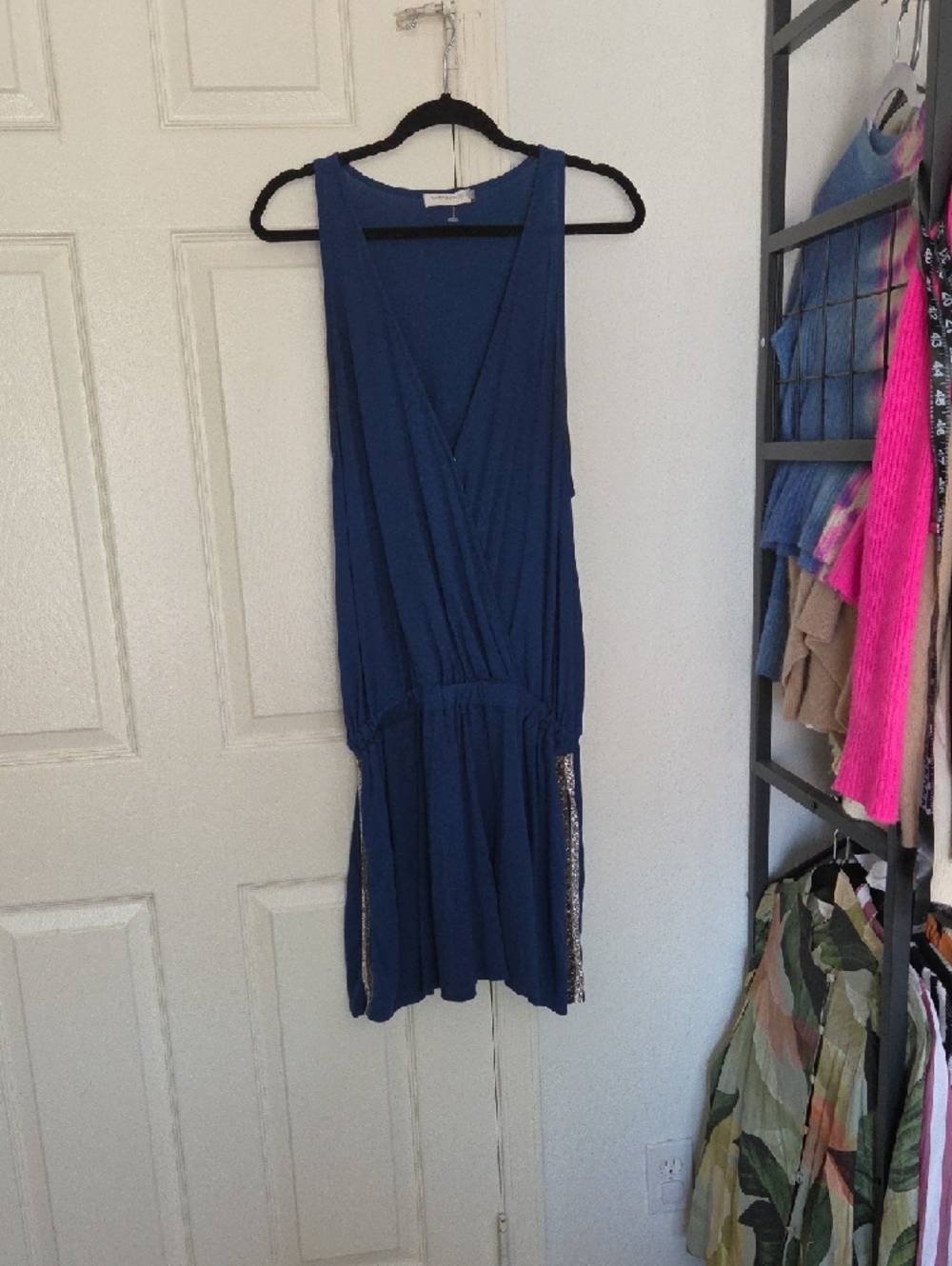 Ramy Brook Sleeveless Deep V Royal Blue Mini Dress